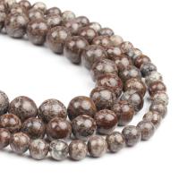 Snowflake Obsidian Bead, Round, polished, brown 