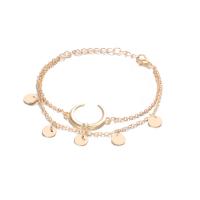 Moda pulseras de la aleación de Zinc, chapado en color dorado, Doble capa & para mujer & con diamantes de imitación, longitud:aproximado 8.7 Inch, Vendido por Sarta