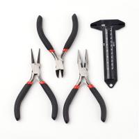 Steel Plier Set, with Plastic, polished, 4 pieces & DIY, black 