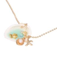 Zinc Alloy Necklace, with Plastic Pearl, gold color plated, oval chain & for woman Approx 19.1 Inch 