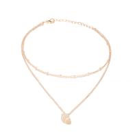 Zinc Alloy Necklace, Conch, gold color plated, Double Layer & twist oval chain & for woman Approx 14.2 Inch 