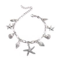 Anklet en alliage de zinc, Plaqué de couleur d'argent, chaîne Figaro & styles différents pour le choix & pour femme, plus de couleurs à choisir Environ 9.3 pouce, Vendu par brin