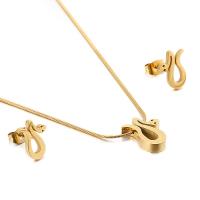 Fashion Stainless Steel Jewelry Sets, Stud Earring & necklace, Snake, 18K gold plated, for woman 