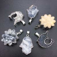 Ice Quartz Agate Pendants, plated & natural 