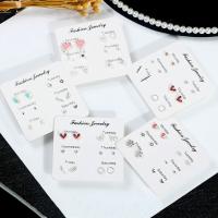 Pendientes de Perno de Aleación de Zinc, chapado en color de plata, 6 piezas & diferentes estilos para la opción & para mujer & con diamantes de imitación, más colores para la opción, 6parespareja/Set, Vendido por Set