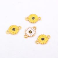 Enamel Zinc Alloy Connector, Daisy, gold color plated, DIY 