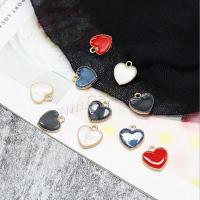 Zinc Alloy Enamel Pendants, Heart, gold color plated, DIY 15mm 