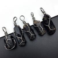 Schorl Pendant, irregular, handmade, random style, black, (28~38)*(10~15)mm 