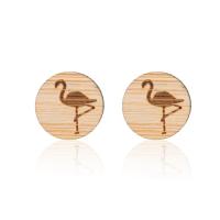 Wood Earring, Bird, for woman, 12mm 