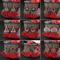 Fashion Tassel Earring, Zinc Alloy, with Cotton Thread, plated, fashion jewelry & for woman nickel, lead & cadmium free 