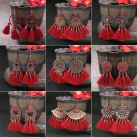 Fashion Tassel Earring, Zinc Alloy, with Cotton Thread, plated, fashion jewelry & for woman nickel, lead & cadmium free 