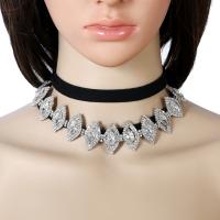 Mode Collier Choker, alliage de zinc, Placage, pour femme & avec strass, plus de couleurs à choisir Environ 49.2 pouce, Vendu par brin