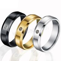 Edelstahl Fingerring, rund, plattiert, Modeschmuck & unisex & verschiedene Größen vorhanden & mit kubischem Zirkonia, keine, verkauft von PC