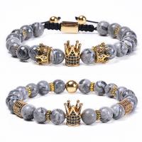 Edelstein Armbänder, Karte-Stein, goldfarben plattiert, unisex & verschiedene Stile für Wahl & Strahlenschutz & Micro pave Zirkonia, keine, 8mm, Länge:ca. 7.1 ZollInch, 2SträngeStrang/Menge, verkauft von Menge