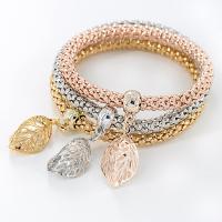 Zinc Alloy Rhinestone Bracelets, Metal Alloy, Leaf, plated, for woman 