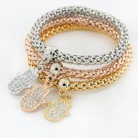 Zinc Alloy Rhinestone Bracelets, Metal Alloy, Hand, plated, for woman 