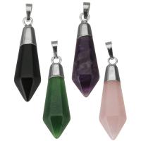 Gemstone Pendantifs en laiton, avec pierre gemme, Placage, bijoux de mode & DIY, plus de couleurs à choisir, protéger l'environnement, sans nickel, plomb et cadmium Environ Vendu par PC