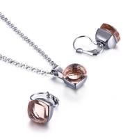 Fashion Stainless Steel Jewelry Sets, with Crystal, silver color plated, for woman 10MM 