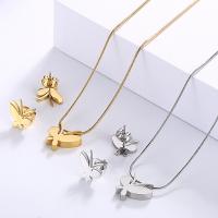 Fashion Stainless Steel Jewelry Sets, Stud Earring & necklace, Butterfly, 18K gold plated, for woman 