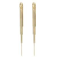 Moda flecos pendientes, metal, con oro 14K, chapado, Joyería & para mujer, más colores para la opción, libre de níquel, plomo & cadmio, 124x15mm, Vendido por Par