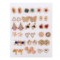 Zinc alliage strass Stud Earring, alliage de zinc, Placage, pour femme & avec strass, plus de couleurs à choisir é, Vendu par fixé