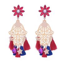 Fashion Tassel Earring, Metal Alloy, Geometrical Pattern, plated, for woman 105mm 