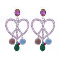 Acrylic Drop Earring, Heart, for woman 100mm 