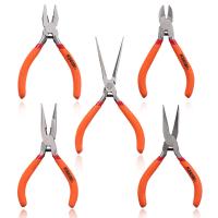 Carbon Steel Plier Set, with Plastic, 5 pieces & durable & multifunctional, reddish orange, 125mm 