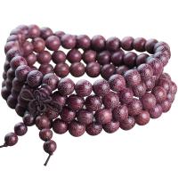 Sandelholz Buddhistische Perlen Armband, rund, verschiedene Größen vorhanden, violett, ca. 108PCs/Strang, verkauft von Strang