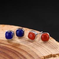 Gemstone Stud Earring, 925 Sterling Silver & for woman 6mm 