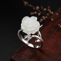 Bague en argent , Argent sterling 925, avec Hetian Jade, réglable & pour femme Vendu par PC