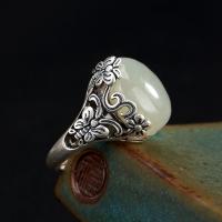 Bague en argent , Argent sterling 925, avec Hetian Jade, réglable & pour femme Vendu par PC