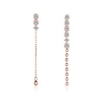 Asymmetric Earrings, 925 Sterling Silver, fashion jewelry, rose gold color, 47.5mmx3.5mmx11mm 