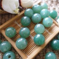 Green Aventurine Bead, Round, polished, DIY & half-drilled, 10mm Approx 3mm 