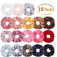 Hair Scrunchies, Satin, with Velour, Geometrical Pattern, handmade, Korean style & for woman 