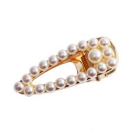 Clips de pico, Perlas plásticas, con aleación de zinc, chapado en color dorado, diferentes estilos para la opción & para mujer, Blanco, 36x52mm,19x60mm,23x73mm, Vendido por UD