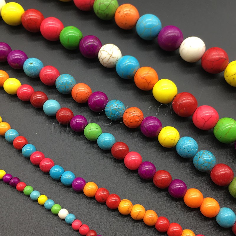 Synthetic Turquoise Beads, Round, polished, DIY & different size for choice, mixed colors, Sold By Strand