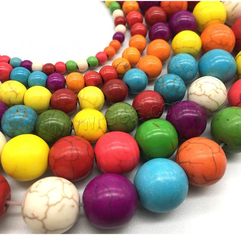 Synthetic Turquoise Beads, Round, polished, DIY & different size for choice, mixed colors, Sold By Strand