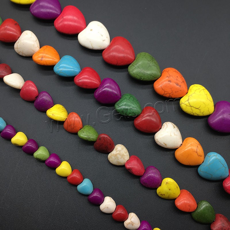 Synthetic Turquoise Beads, Heart, polished, DIY & different size for choice, mixed colors, Sold By Strand