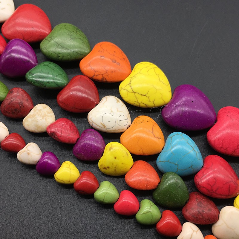 Synthetic Turquoise Beads, Heart, polished, DIY & different size for choice, mixed colors, Sold By Strand