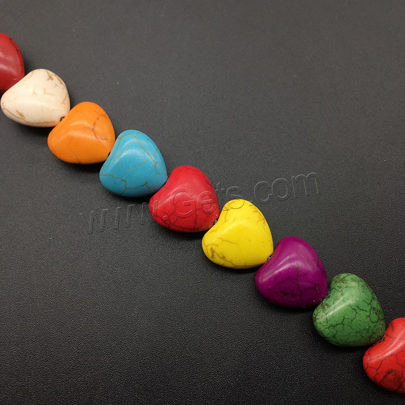 Synthetic Turquoise Beads, Heart, polished, DIY & different size for choice, mixed colors, Sold By Strand