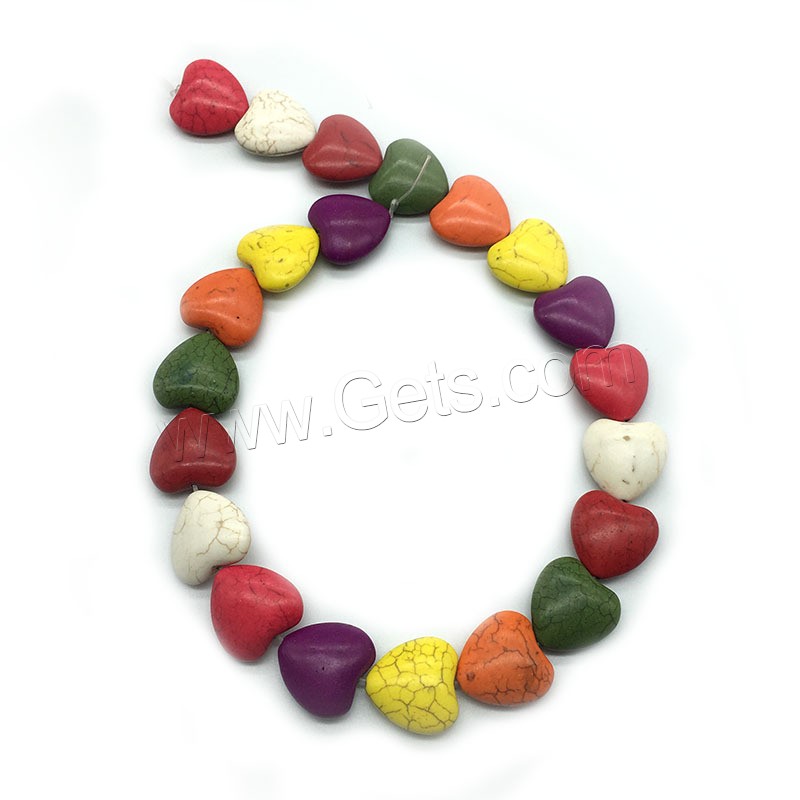 Synthetic Turquoise Beads, Heart, polished, DIY & different size for choice, mixed colors, Sold By Strand