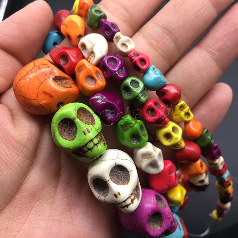 Synthetic Turquoise Beads, Skull, polished, DIY & different materials for choice & different size for choice, more colors for choice, Sold By Strand