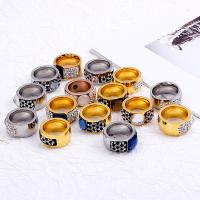 Titanium Steel Finger Ring, with Rhinestone Clay Pave, plated  & for woman 11mm 