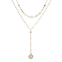 Fashion Multi Layer Necklace, Zinc Alloy, with Gemstone & Freshwater Pearl, KC gold color plated & for woman & multi-strand, metallic color plated Approx 17.7 Inch 