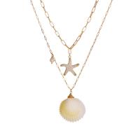 Fashion Multi Layer Necklace, Zinc Alloy, with Shell & Freshwater Pearl & Plastic Pearl, KC gold color plated & for woman & multi-strand, metallic color plated Approx 23.62 Inch 