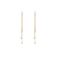 Moda flecos pendientes, aleación de zinc, con Plata de ley 925 & Perlas plásticas, chapado en color dorado, para mujer & con diamantes de imitación, más colores para la opción, 105mm, Vendido por Par