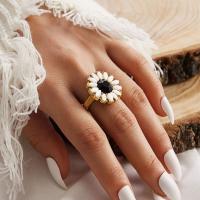 Resin Zinc Alloy Finger Ring, with Resin, Sunflower, plated, fashion jewelry & Unisex, golden, nickel, lead & cadmium free 