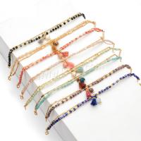 Pulseras de cristal de Murano, con aleación de zinc, chapado en color dorado, Ajustable & Estilo bohemio & para mujer, más colores para la opción, 2mm, longitud:aproximado 7 Inch, Vendido por Sarta