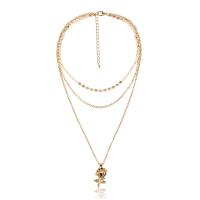 Fashion Multi Layer Necklace, Zinc Alloy, with 2.76 inch extender chain, Flower, KC gold color plated, for woman & multi-strand, metallic color plated Approx 19.69 Inch 